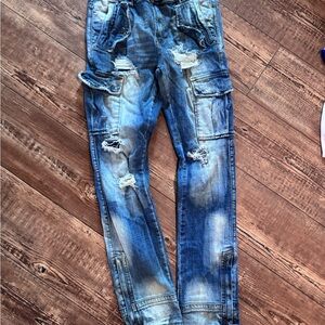 Blue Distressed Men's Jeans
